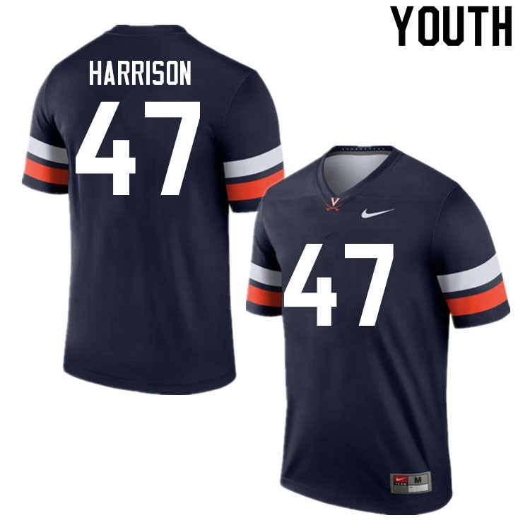 Youth #47 T.C. Harrison Virginia Cavaliers College Football Jerseys Sale-Navy - Click Image to Close